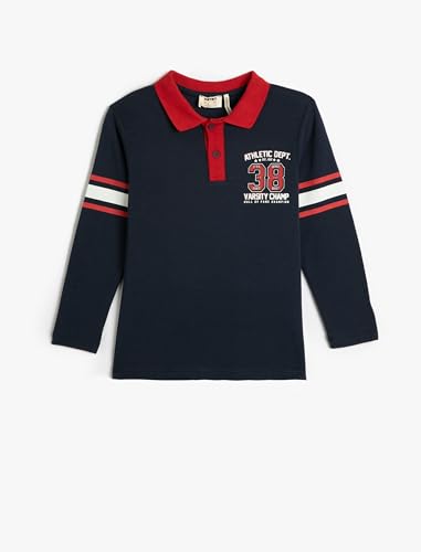 Koton Boys T-Shirt Long Sleeve Polo Neck Color Block Varsity Printed Cotton von Koton
