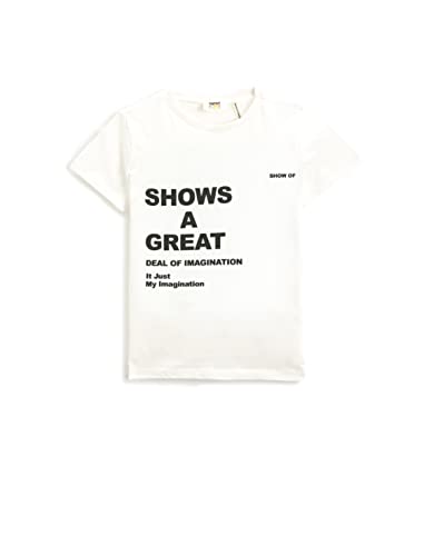 Koton Boyss Printed Short Sleeve Crew Neck Cotton T-Shirt, White (000), 9-10 Jahre EU von Koton