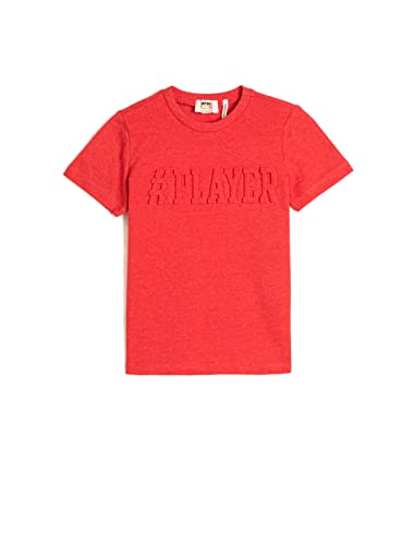 Koton Boyss Short Sleeve Crew Neck Embossed Cotton T-Shirt, Coral (400), 4-5 Jahre EU von Koton