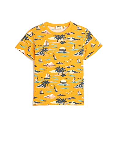 Koton Boyss Short Sleeve Crew Neck Printed Cotton T-Shirt, Orange Design (2d0), 6-7 Jahre EU von Koton