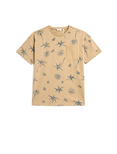 Koton Boyss Short Sleeve Crew Neck Printed Pocket Detail Cotton T-Shirt, Brown (521), 5-6 Jahre EU von Koton