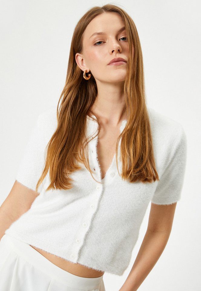 Koton Cardigan Rundhalsausschnitt Mit Rosendetail von Koton