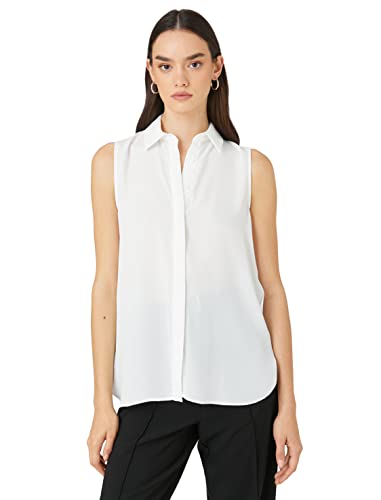 Koton Damen Basic Sleeveless Hide Button Shirt, Off White (001), 38 EU von Koton