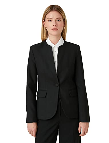 Koton Damen Blazer Round Neck One Button Jacket, Black (999), 36 EU von Koton