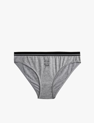 Koton Damen Brief Panties Minimal Printed Ribbed Underwear, Grey Melange (Grm), M EU von Koton