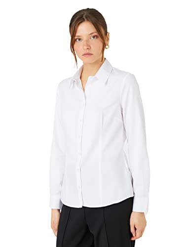 Koton Damen Button Long Sleeve Basic Shirt, White (000), 44 EU von Koton