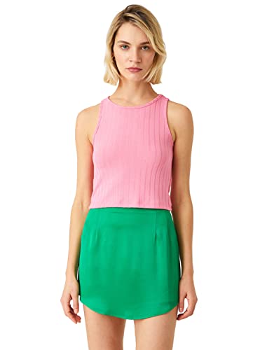 Koton Damen Crew Neck Ribbed Tanktop, Pink (250), XL EU von Koton