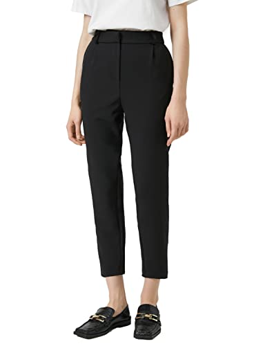 Koton Damen Crop Carrot Trousers High Rise Pleated Pants, Black (999), 36 EU von Koton