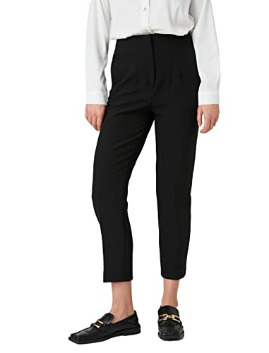 Koton Damen Crop Classic Trousers Stitch Detail High Rise Pants, Black (999), 38 EU von Koton