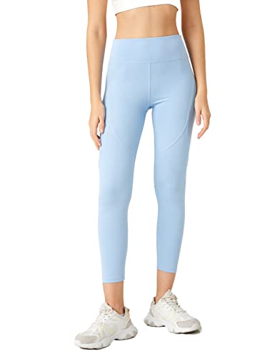 Koton Damen Crop Sport Stitch Detail Leggings, Blue (650), M EU von Koton