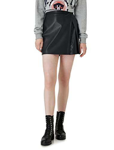 Koton Damen Faux Leather Mini Pleated Skirt, Black (999), 36 EU von Koton