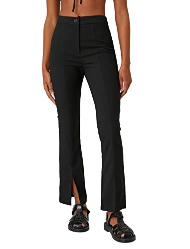 Koton Damen Flare Leg Slit Trousers Pants, Black (999), 34 EU von Koton