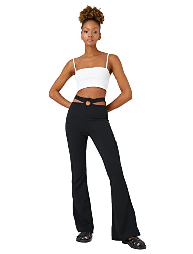 Koton Damen Flare Leg Trousers Cut Out Detail Pants, Black (999), S EU von Koton