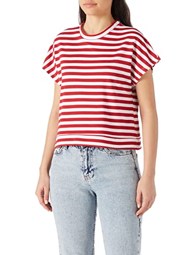 Koton Damen Gestreiftes Rundhalsausschnitt T-Shirt, Red Stripes (03M), XXL von Koton
