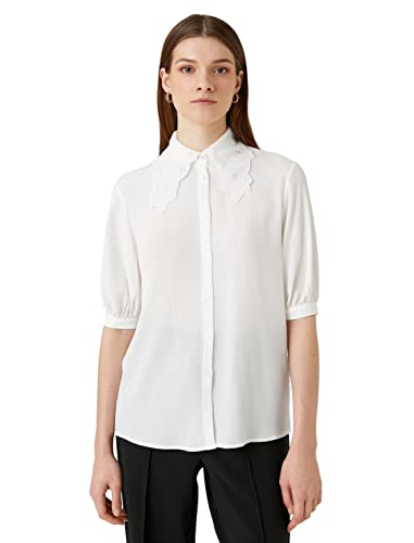 Koton Damen Half Puff Sleeve Lace Peter Pan Neck Shirt, Off White (001), 42 EU von Koton