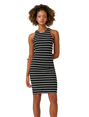 Koton Damen Halter Neck Bodycon Slim Fit Midi Dress, Black Stripe (9s9), L EU von Koton