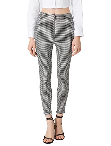 Koton Damen Leggings Trousers Zip Detail Medium Rise Pants, Black Check (9c9), 34 EU von Koton