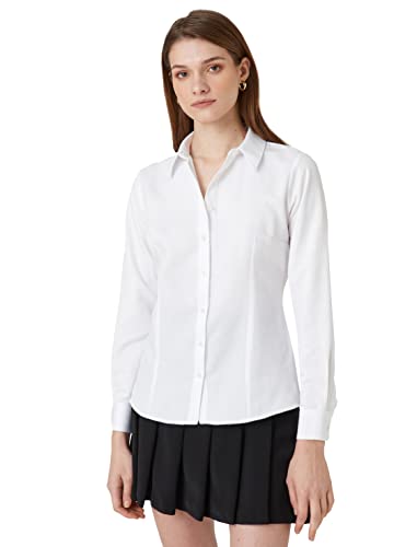 Koton Damen Long Sleeve Basic Shirt, White (000), 38 EU von Koton