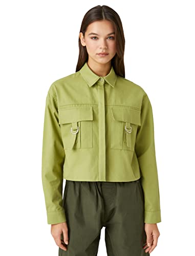 Koton Damen Long Sleeve Pocket Detail Classic Neck Shirt, Khaki (801), 38 EU von Koton