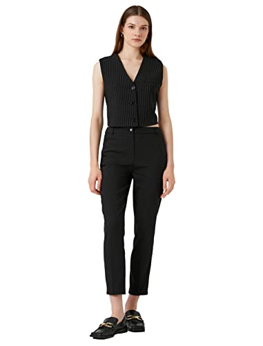 Koton Damen Medium Waist Pocket Detail Crop Cigarette Trousers Pants, Black (999), 36 EU von Koton