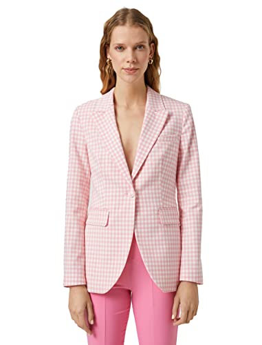 Koton Damen Pocket Detail One Button Blazer, Pink Check (2c7), 34 EU von Koton