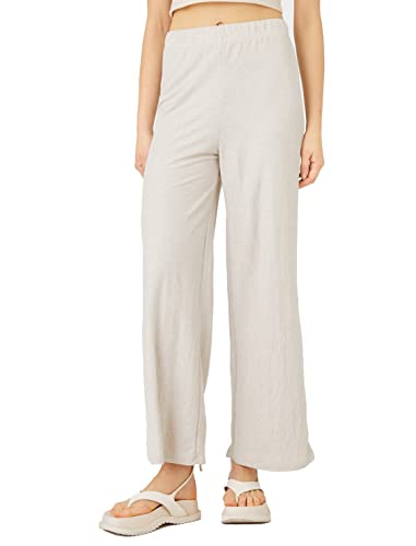 Koton Damen Relax Fit Elastic Waist Wide Leg Trousers Pants, Beige (057), S EU von Koton