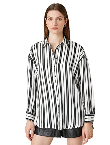 Koton Damen Relax Fit Long Sleeve Shirt, Black Stripe (04m), 34 EU von Koton