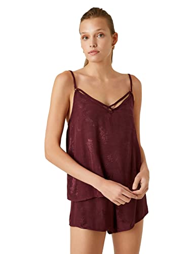 Koton Damen Satin Thin Strappy Tanktop, Wine (492), 42 EU von Koton