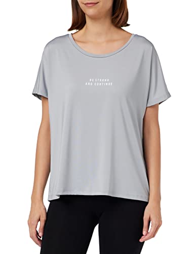 Koton Damen Scoop Neck Slogan Printed Oversized T-Shirt, Grey (027), XS EU von Koton