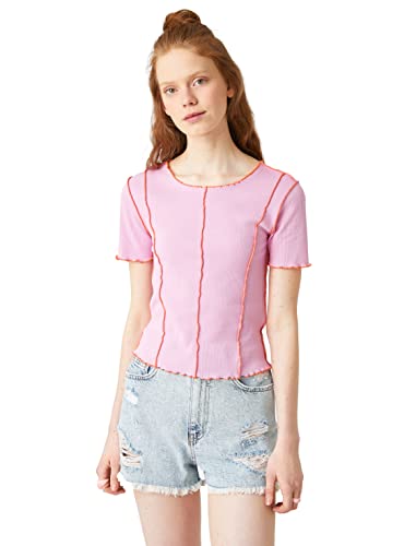 Koton Damen Short Sleeve T-Shirt T Shirt, Pink (259), S EU von Koton