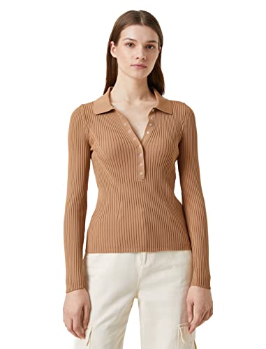 Koton Damen Snap Button Polo Neck Slim Fit Pullover Sweater, Camel (100), S EU von Koton
