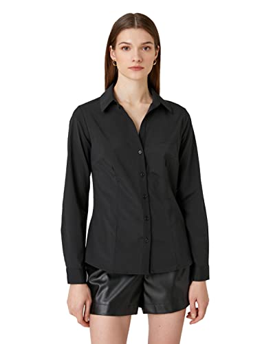 Koton Damen Stitch Detail Basic Long Sleeve Shirt, Black (999), 34 EU von Koton