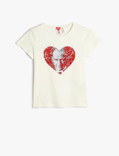 Koton Girls Atatürk Printed T-Shirt Short Sleeve Cotton Sequined Detail von Koton