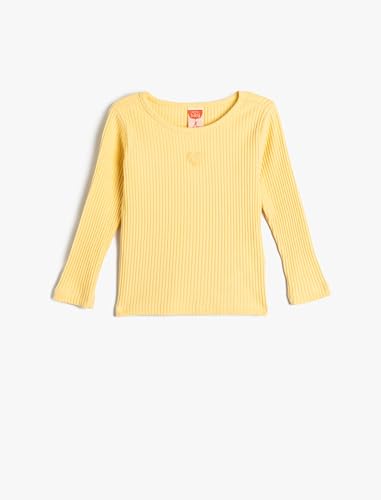 Koton Girls Basic T-Shirt Long Sleeve Ribbed Crew Neck Heart Embordered von Koton