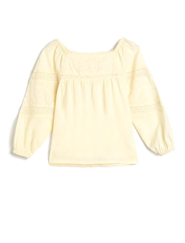 Koton Girls Blouse Long Sleeve Flower Embroidered Cutwork Detail Elastic Cuffs Cotton von Koton