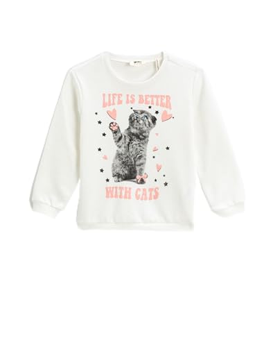 Koton Girls Cat Printed Sweatshirt Long Sleeve Crew Neck von Koton