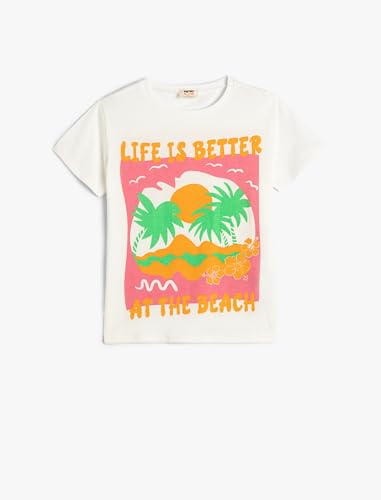 Koton Girls Crew Neck Short Sleeve Floral Printed T-Shirt von Koton