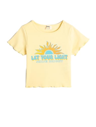 Koton Girls Crew Neck Short Sleeve Printed T-Shirt von Koton