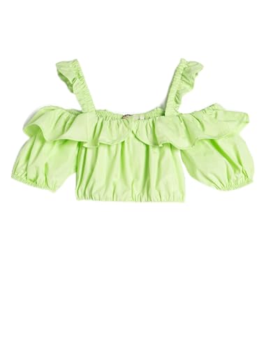 Koton Girls Crop Blouse Short Puff Sleeve Ruffled Pleated Cotton von Koton