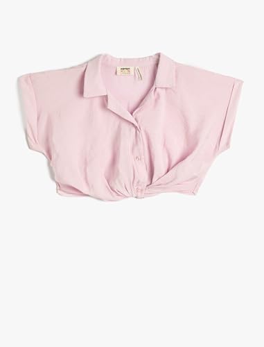Koton Girls Crop Blouse Short Sleeve Collar Detail Front Tie Modal Fabric von Koton