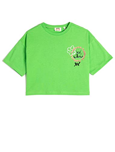 Koton Girls Crop Oversized T-Shirt Back Printed Crew Neck Cotton von Koton