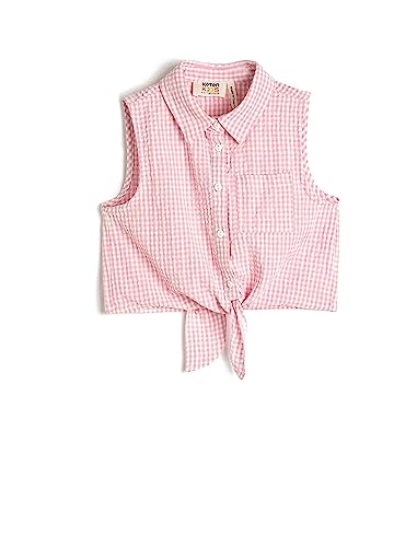 Koton Girls Crop Shirt Sleeveless Front-Tie Detail Gingham Patterned von Koton