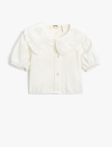 Koton Girls Crop Shirt Wide Peter Pan Neck Short Puff Sleeve Cotton von Koton