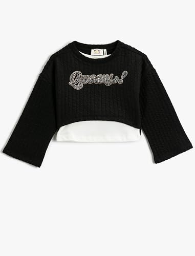 Crop Sweatshirt Long Wide Sleeve Color Contrast Crew Neck von Koton