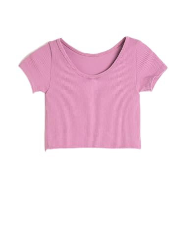 Koton Girls Crop T-Shirt Scoop Neck Short Sleeve Ribbed von Koton