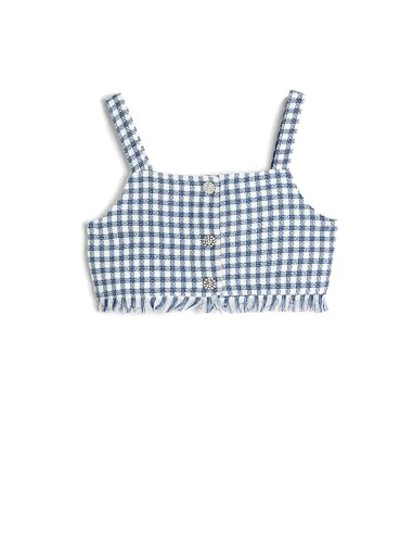 Koton Girls Crop Top Strappy Tweed Flower Button Detail von Koton