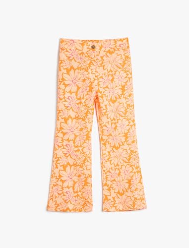 Koton Girls Flare Linen Trousers Slit Detail Flower Printed von Koton