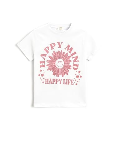 Koton Girls Glittery Printed Short Sleeve T-Shirt Crew Neck Cotton von Koton