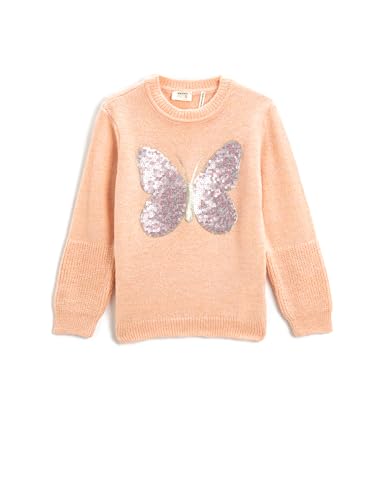 Koton Girls Knit Sweater Butterfly Sequined Detail Crew Neck von Koton