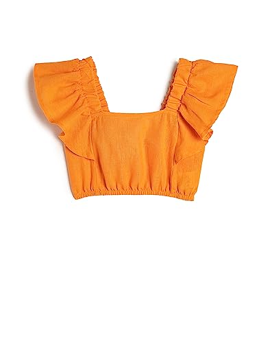 Koton Girls Linen Crop Blouse Butterfly Sleeve Square Neck von Koton